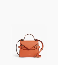 Petit sac à main double rabat Emilie en cuir grainé - ORANGE OCRE