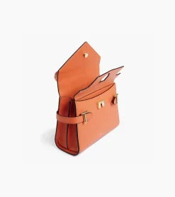 Petit sac à main double rabat Emilie en cuir grainé - ORANGE OCRE