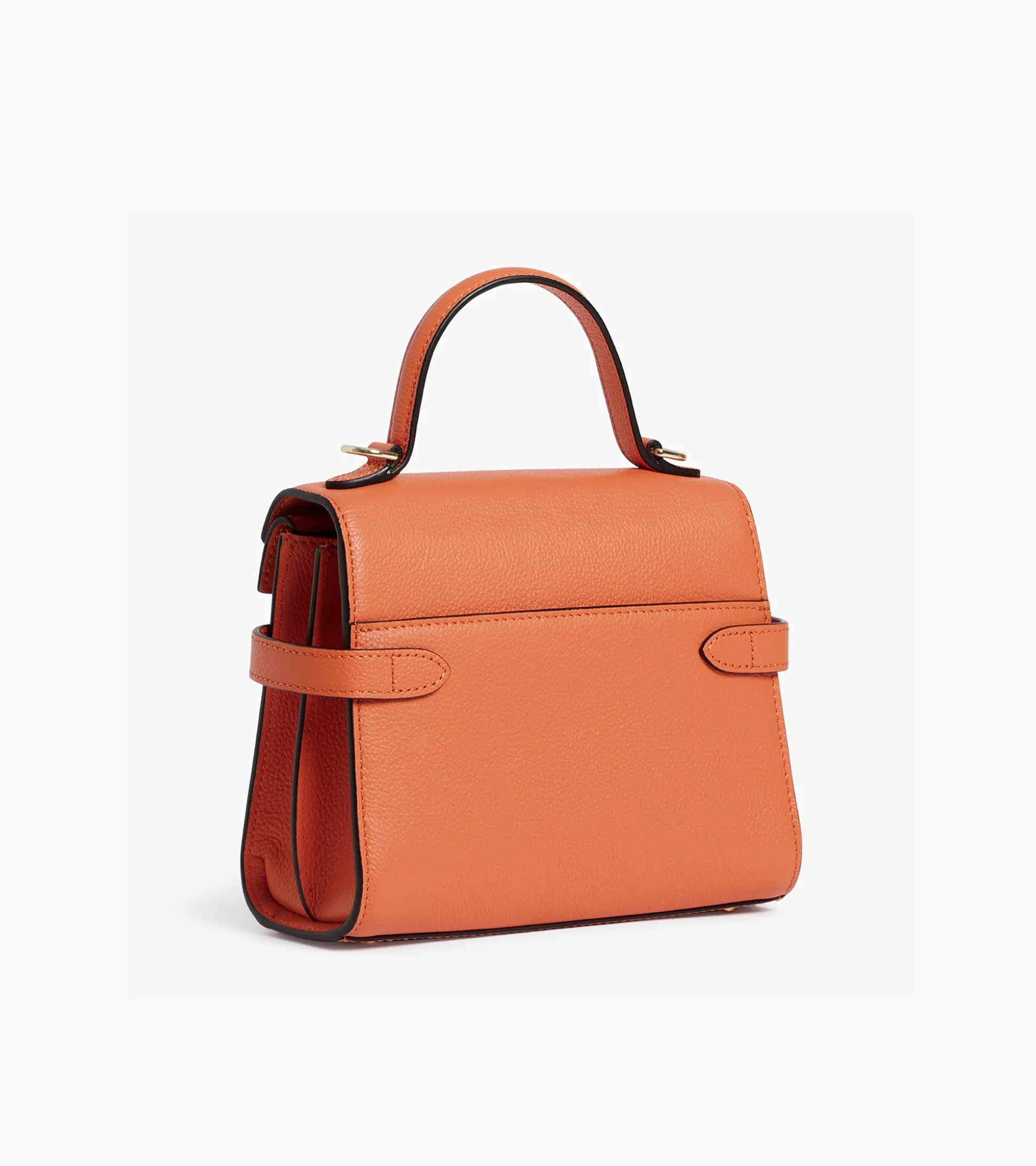 Petit sac à main double rabat Emilie en cuir grainé - ORANGE OCRE