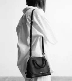 Petit sac à main Ella en cuir grainé - ACAJOU 1