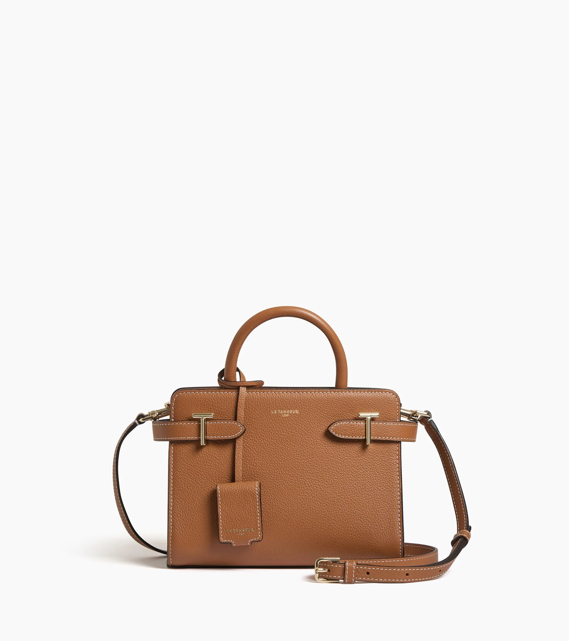 Petit sac à main Emilie en cuir grainé - Brown Tan
