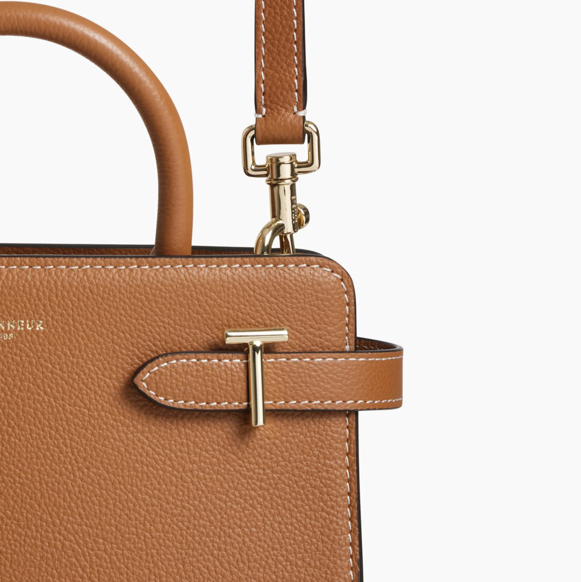Petit sac à main Emilie en cuir grainé - Brown Tan