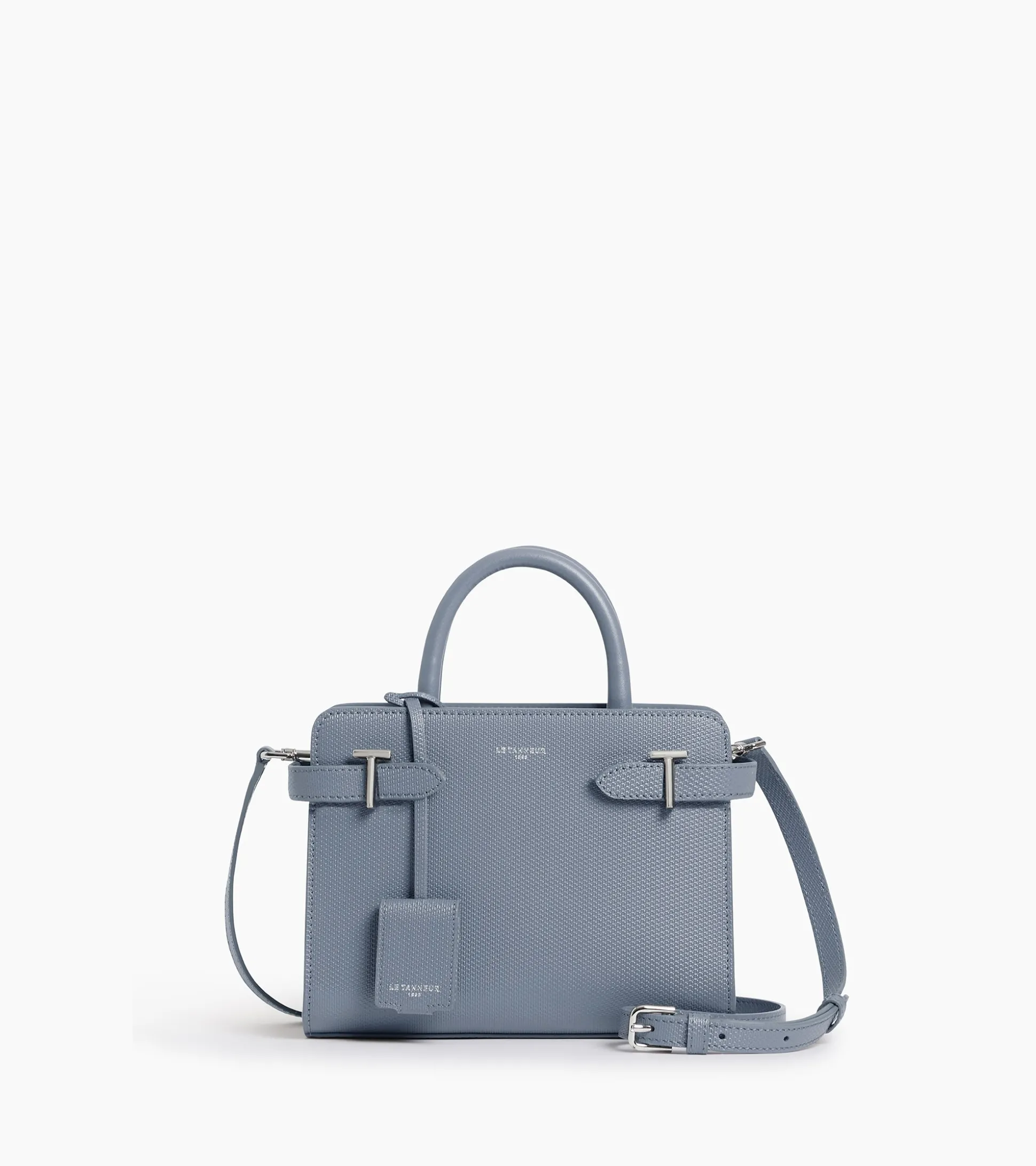 Petit sac à main Emilie en cuir signature T - BLEU ARGILE