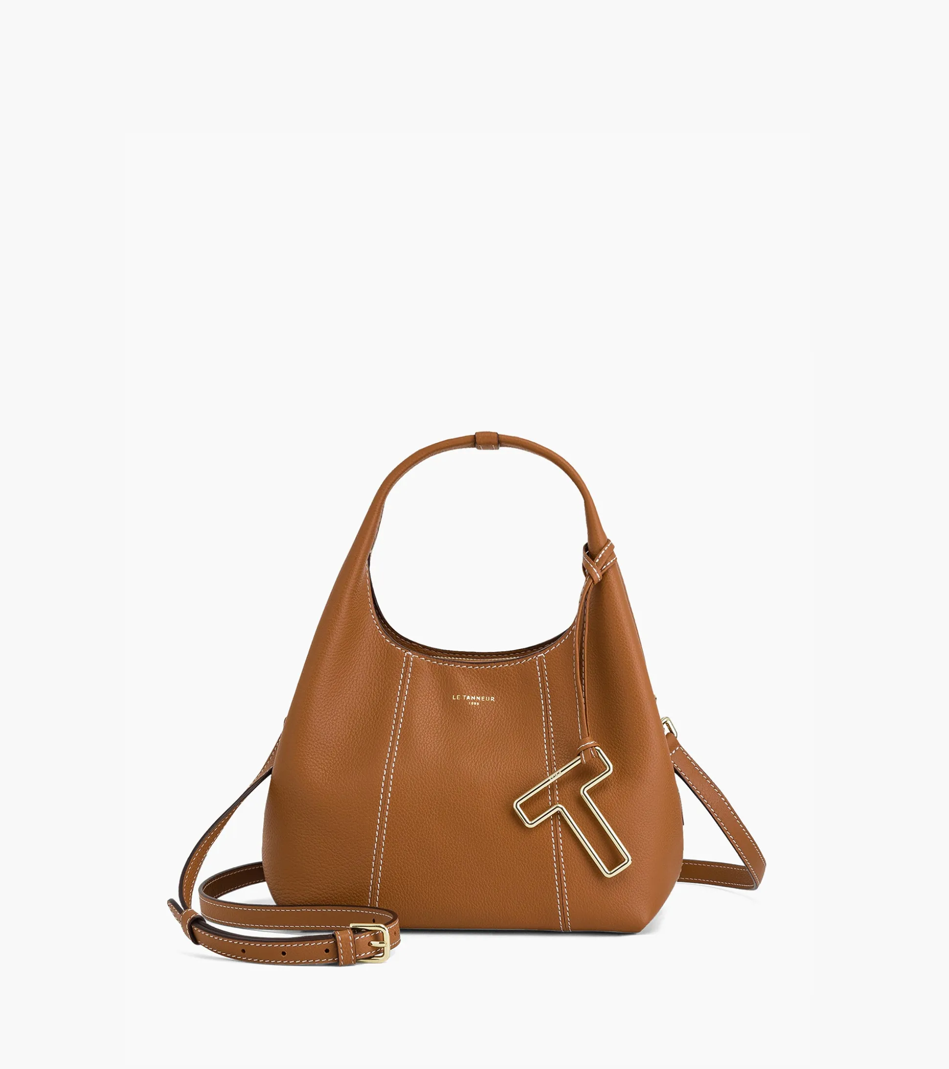 Petit sac à main Juliette en cuir grainé - Brown Tan