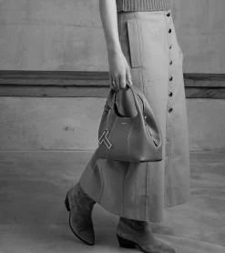 Petit sac à main Juliette en cuir grainé - ROSE POUDRE