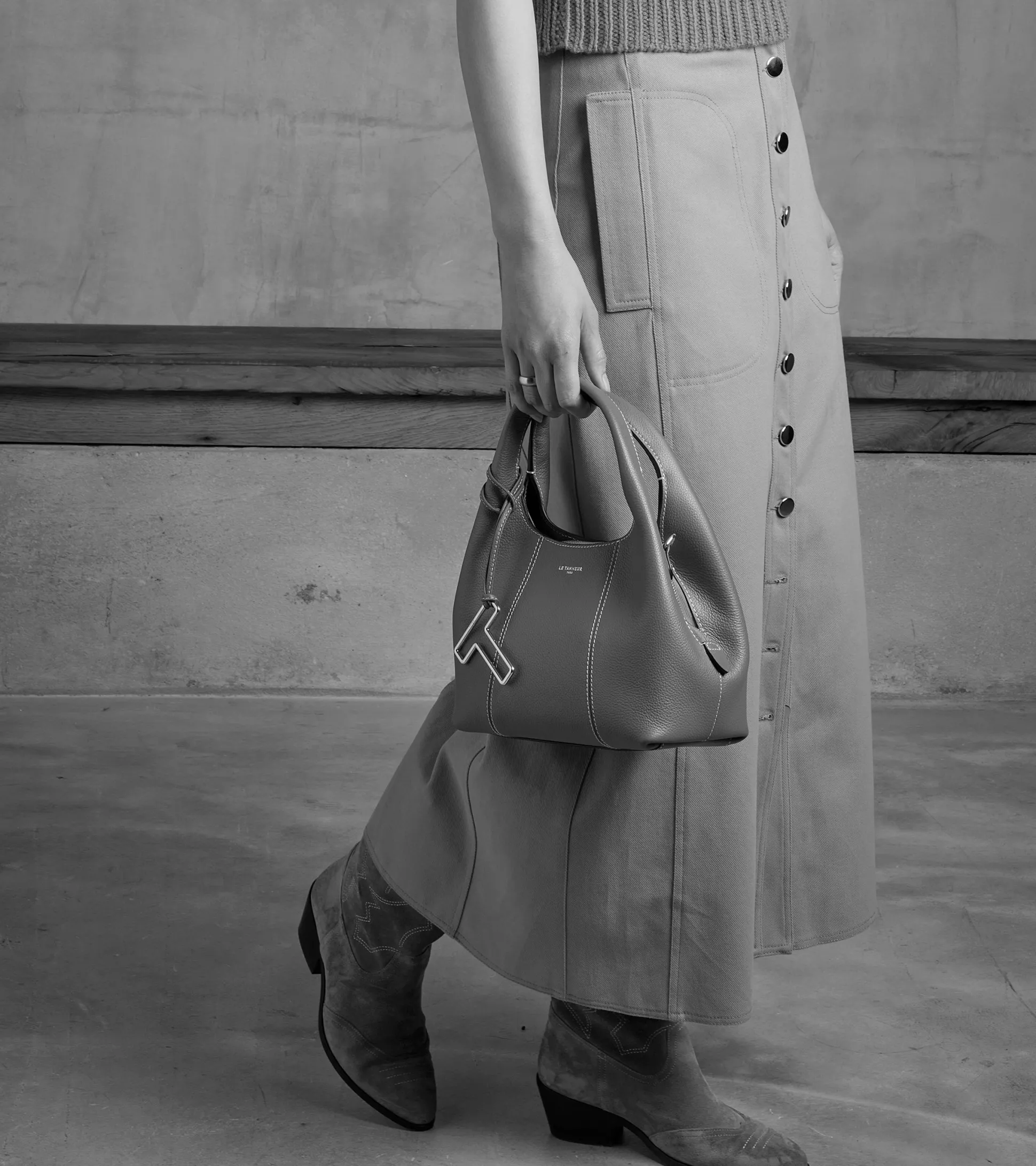 Petit sac à main Juliette en cuir grainé - ROSE POUDRE