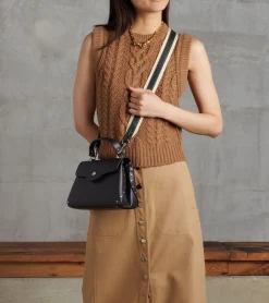 Petit sac à main Sans Couture en cuir lisse - Black