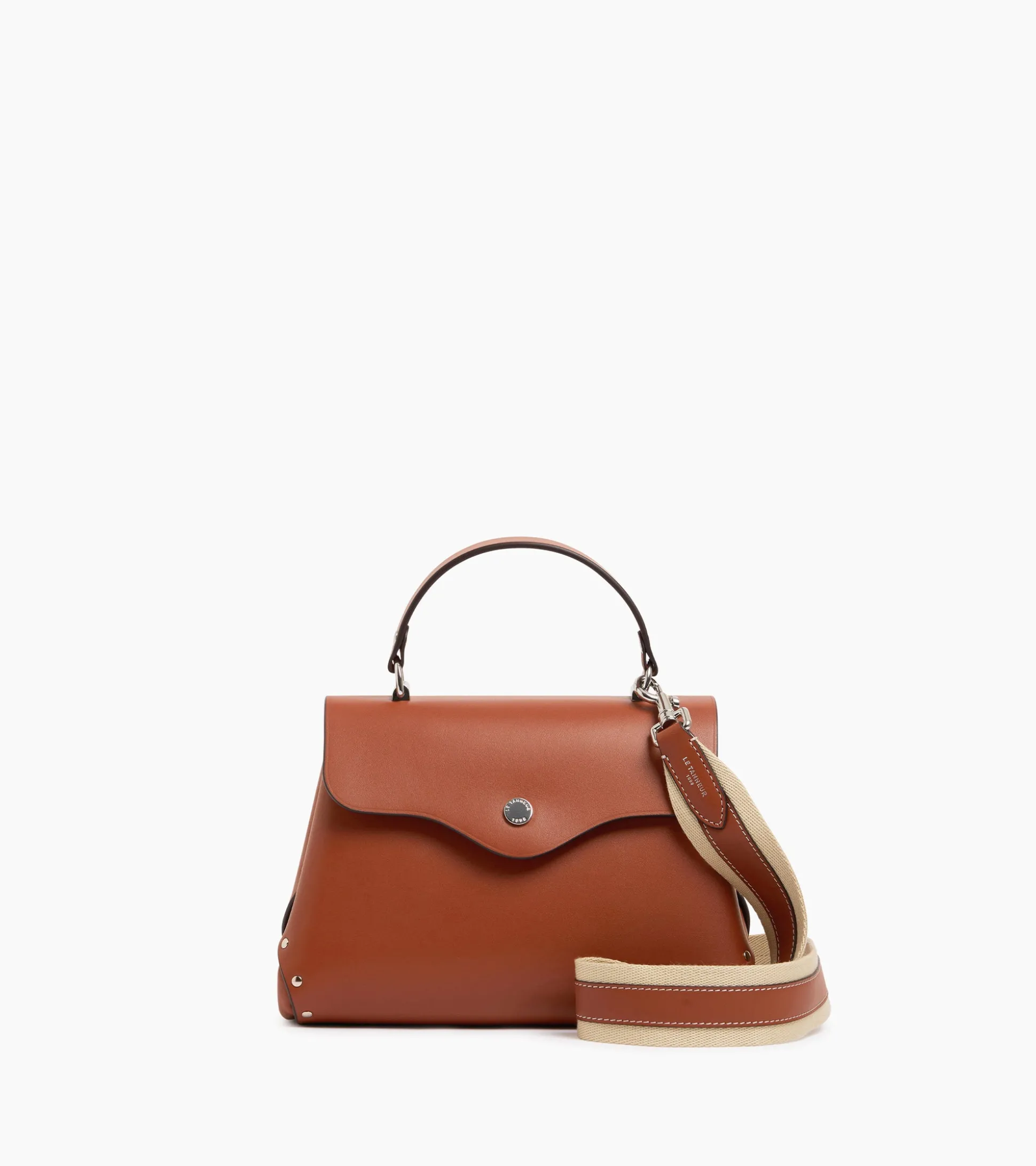 Petit sac à main Sans Couture en cuir lisse - Mahogany Brown