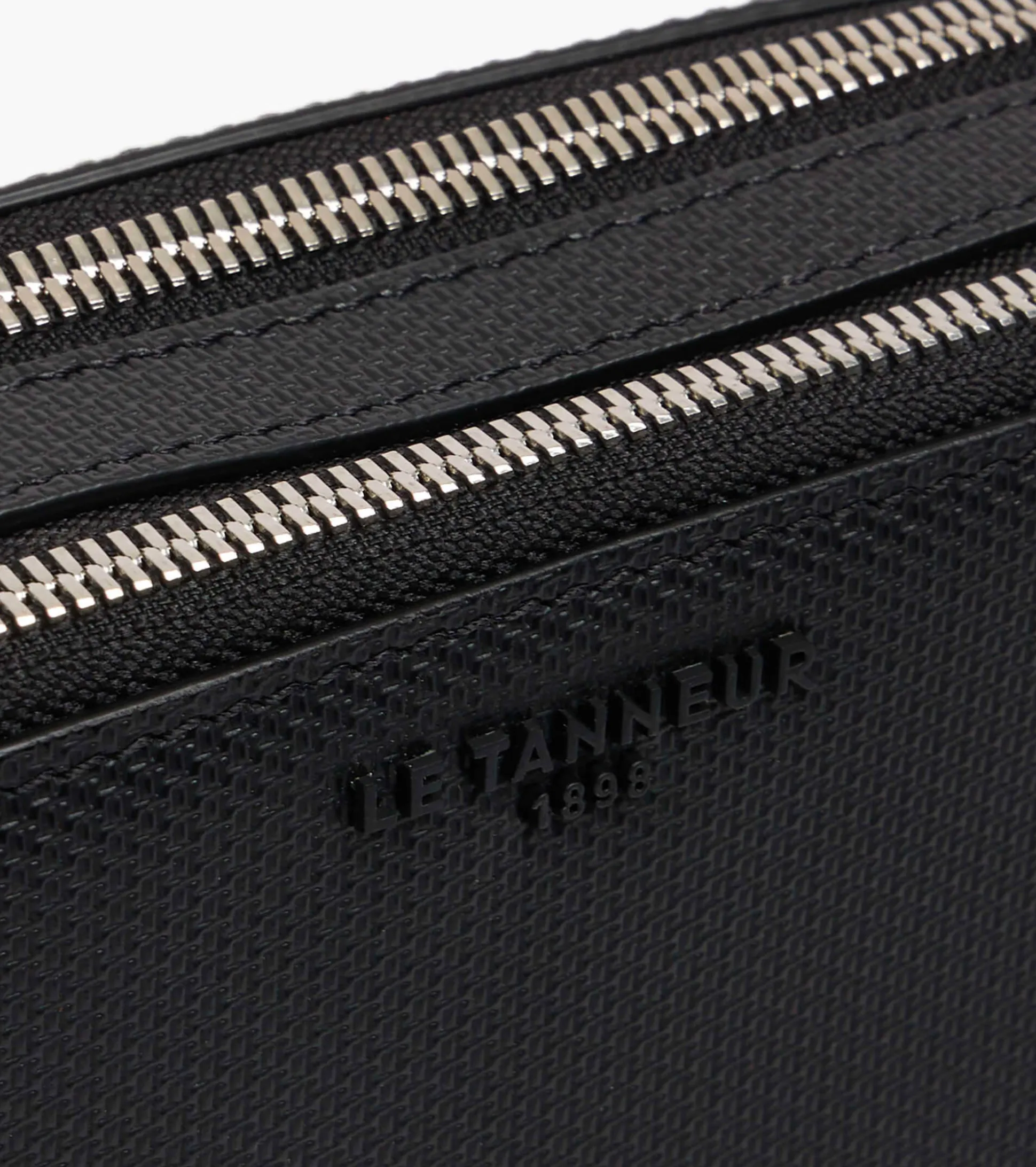 Petit sac bandoulière 2 compartiments Emile en cuir signature T - Black