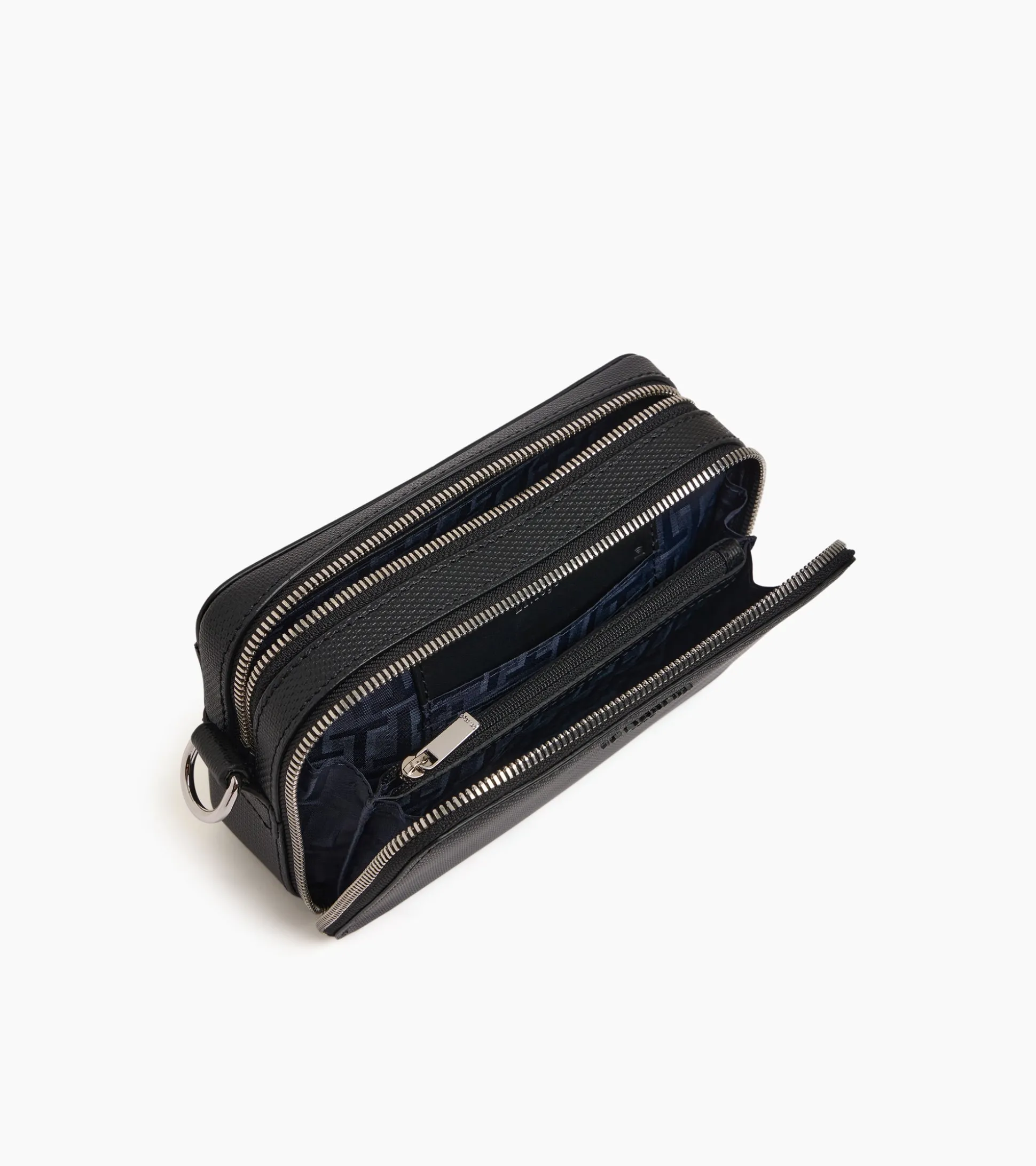 Petit sac bandoulière 2 compartiments Emile en cuir signature T - Black
