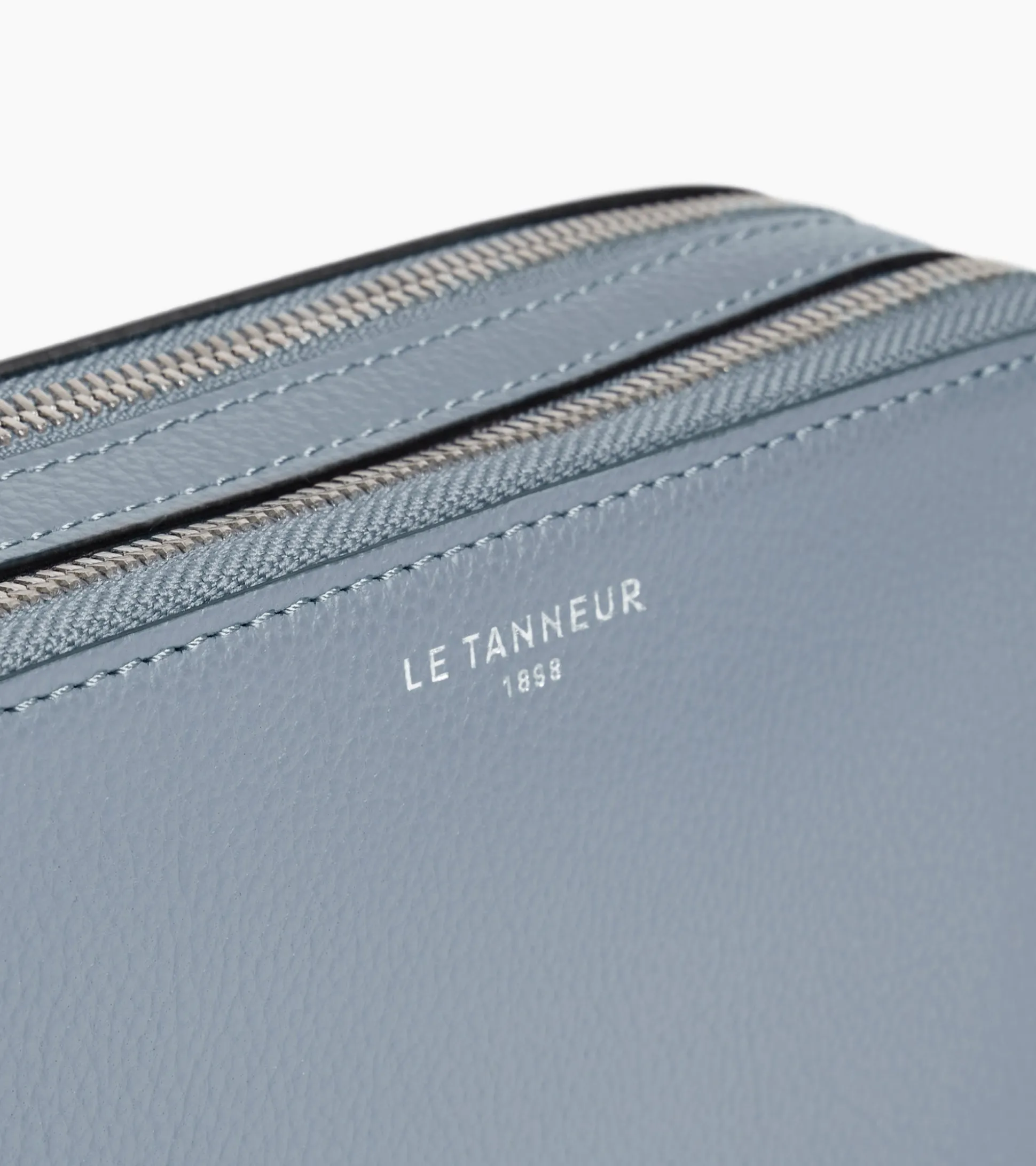 Petit sac bandoulière 2 compartiments Emile en cuir grainé - BLEU ARGILE