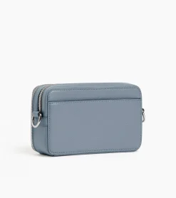 Petit sac bandoulière 2 compartiments Emile en cuir grainé - BLEU ARGILE