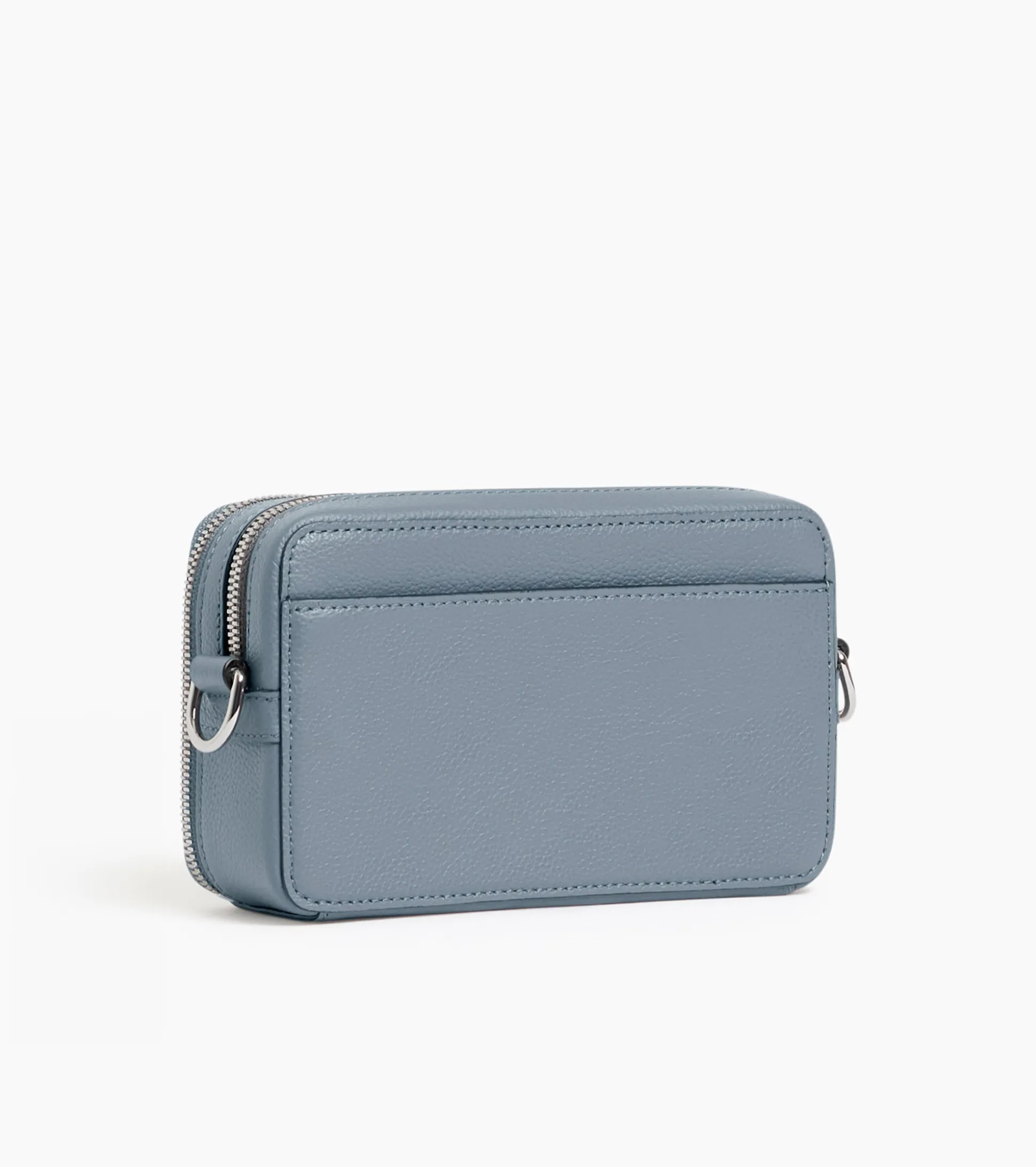 Petit sac bandoulière 2 compartiments Emile en cuir grainé - BLEU ARGILE