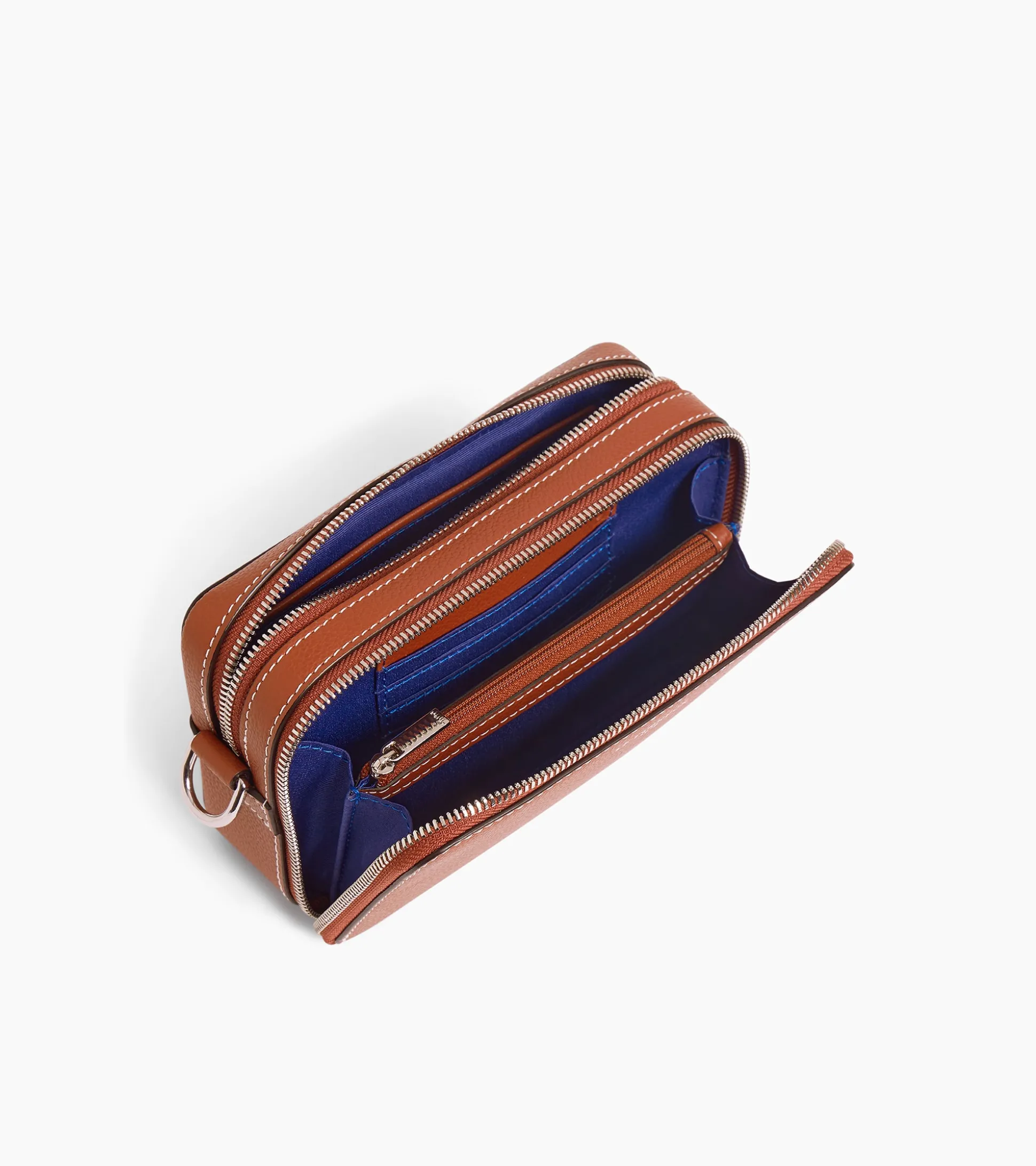 Petit sac bandoulière 2 compartiments Emile en cuir grainé - ACAJOU 1