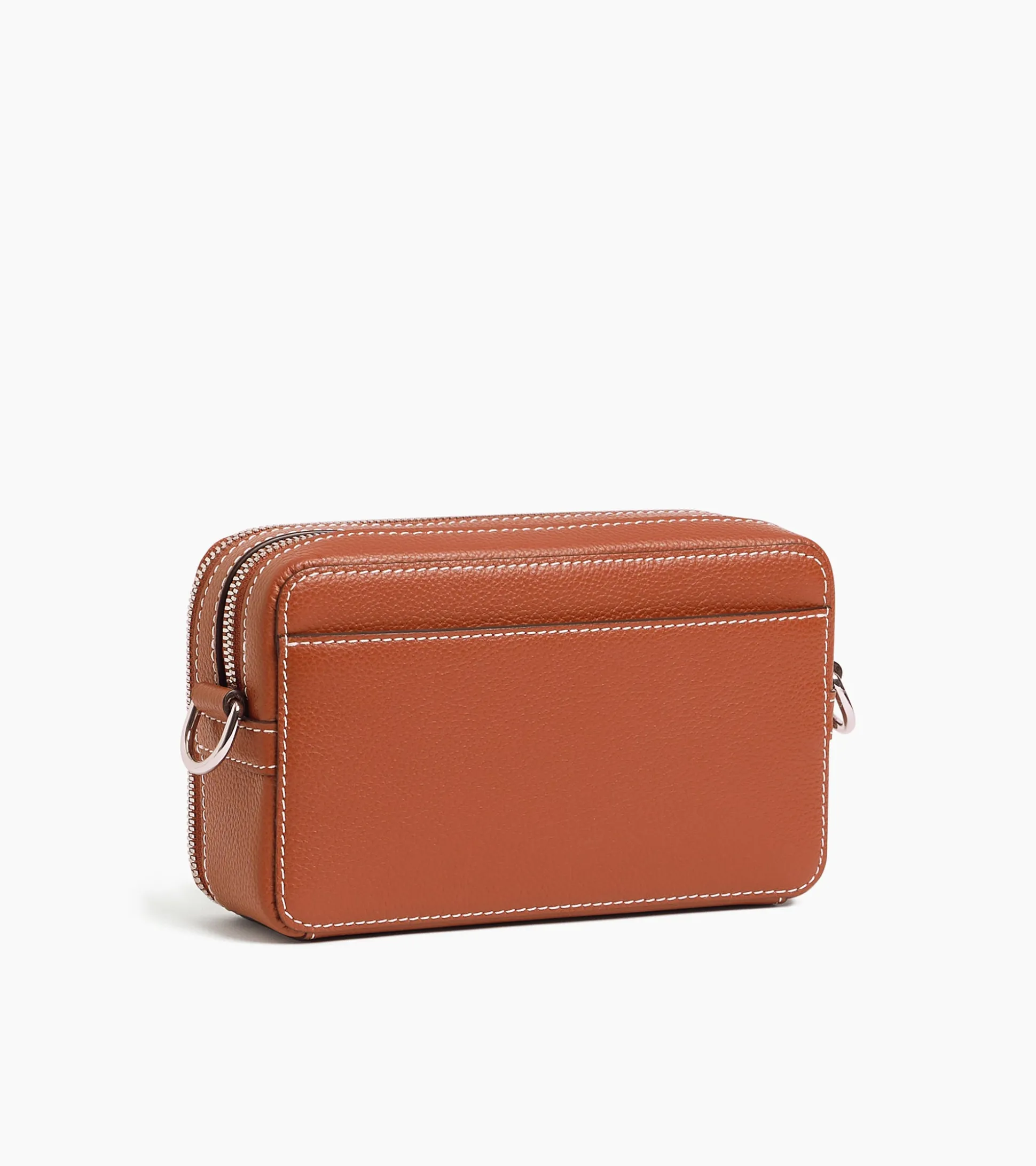 Petit sac bandoulière 2 compartiments Emile en cuir grainé - ACAJOU 1