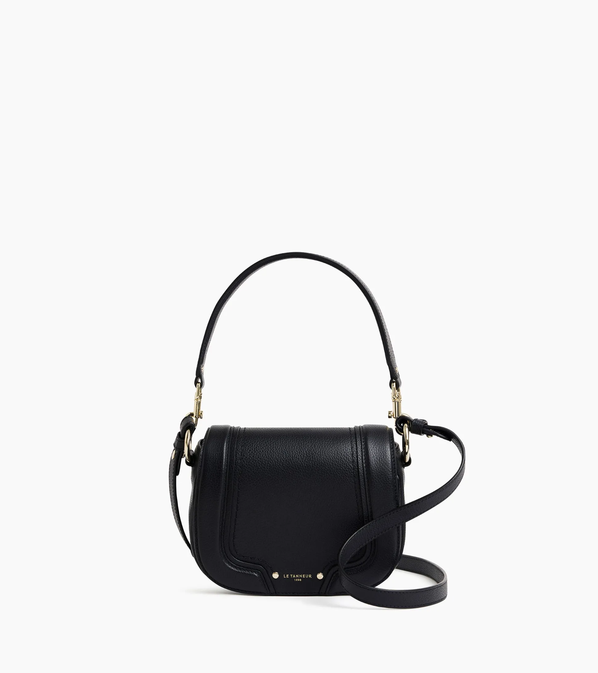 Petit sac bandoulière Ella en cuir grainé - Black