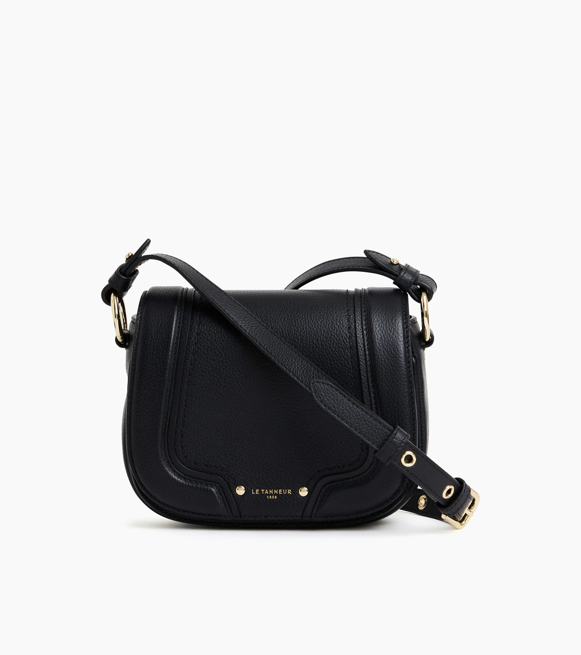 Petit sac bandoulière Ella en cuir grainé - Black