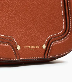 Petit sac bandoulière Ella en cuir grainé - Mahogany Brown