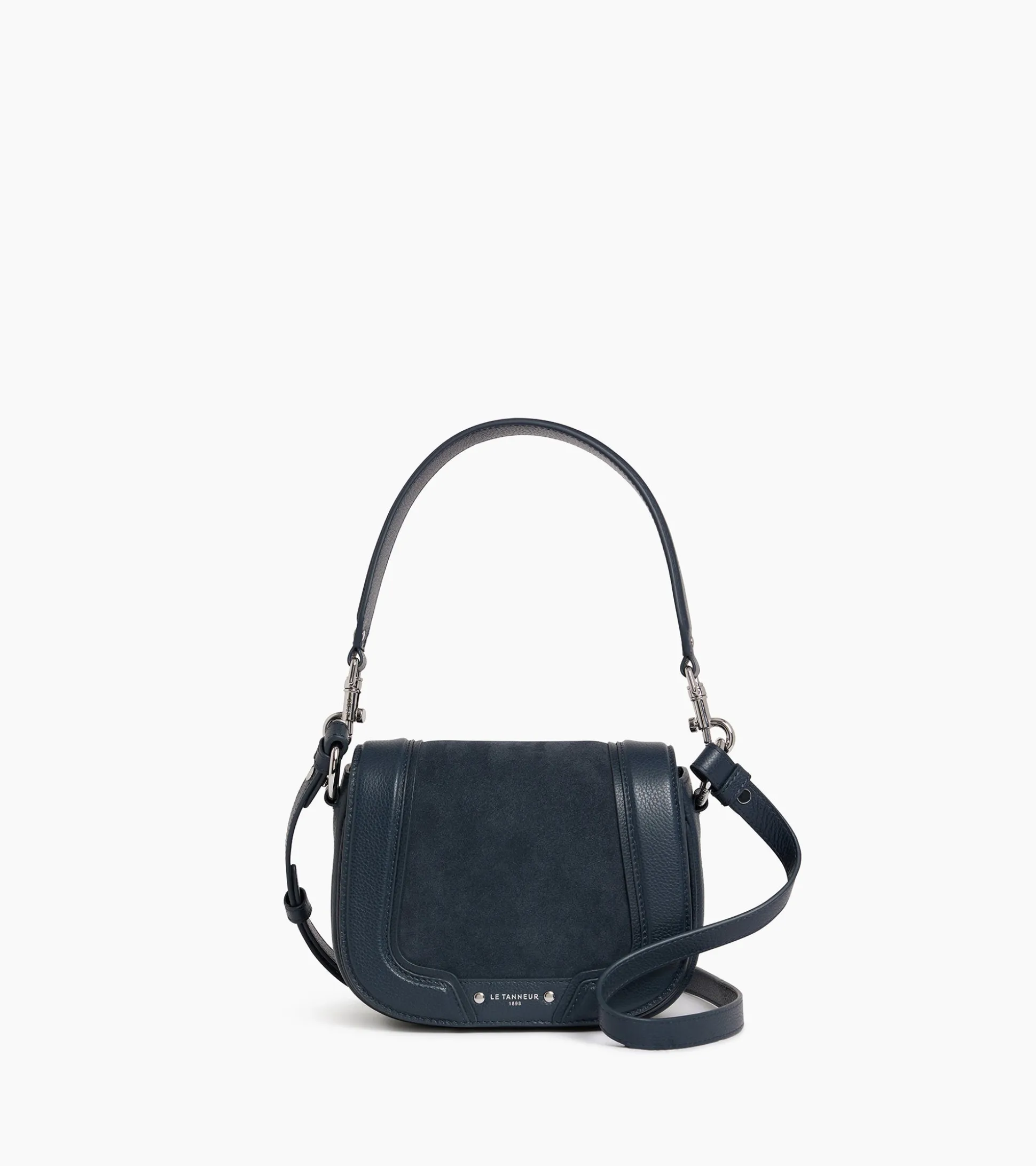 Petit sac bandoulière Ella en cuir grainé et nubuck - Twilight Blue
