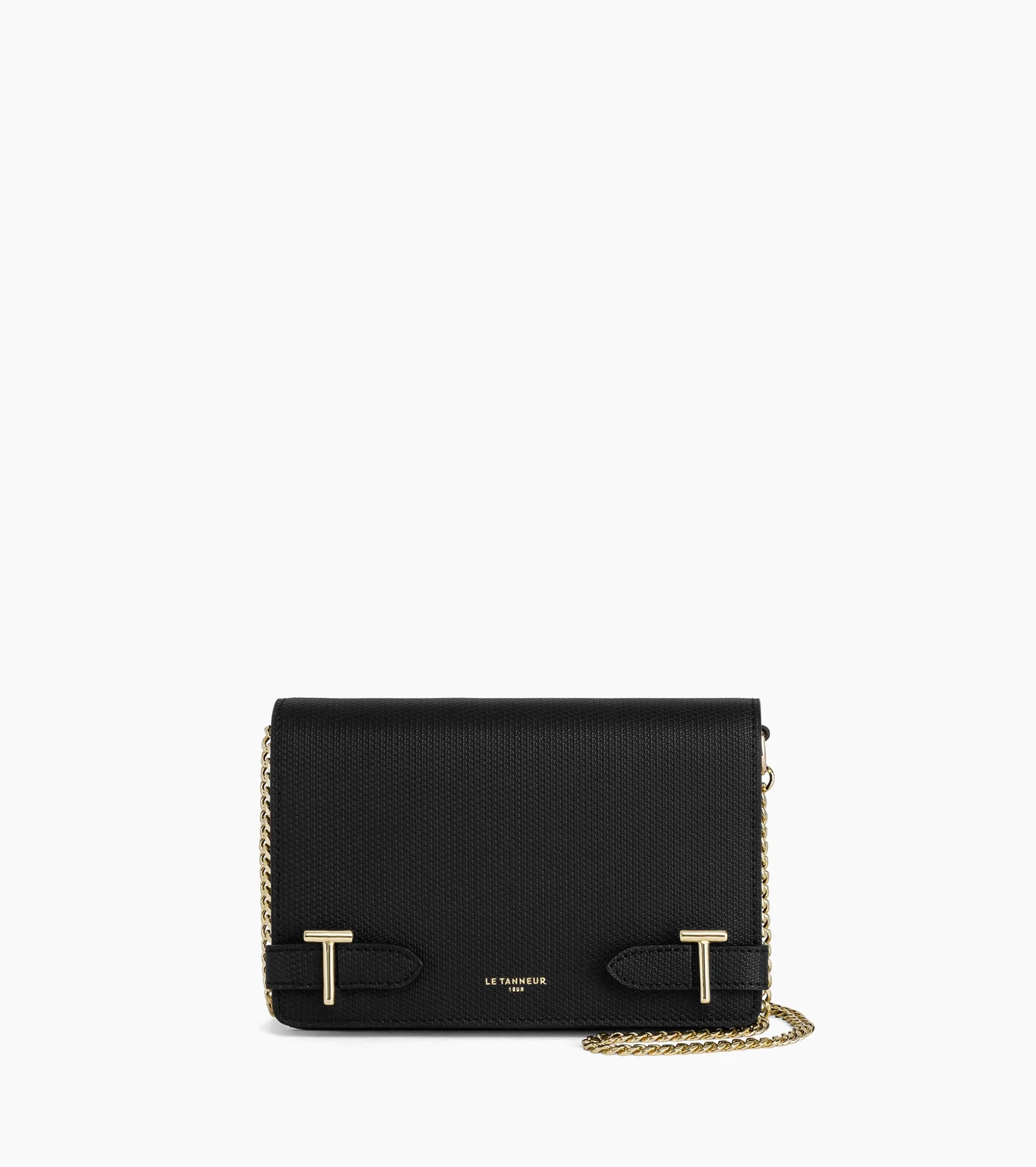 Petit sac bandoulière Emilie en cuir signature T - Black