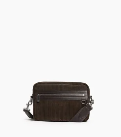 Petit sac bandoulière Emile en cuir côtelé et lisse - CAFE 1