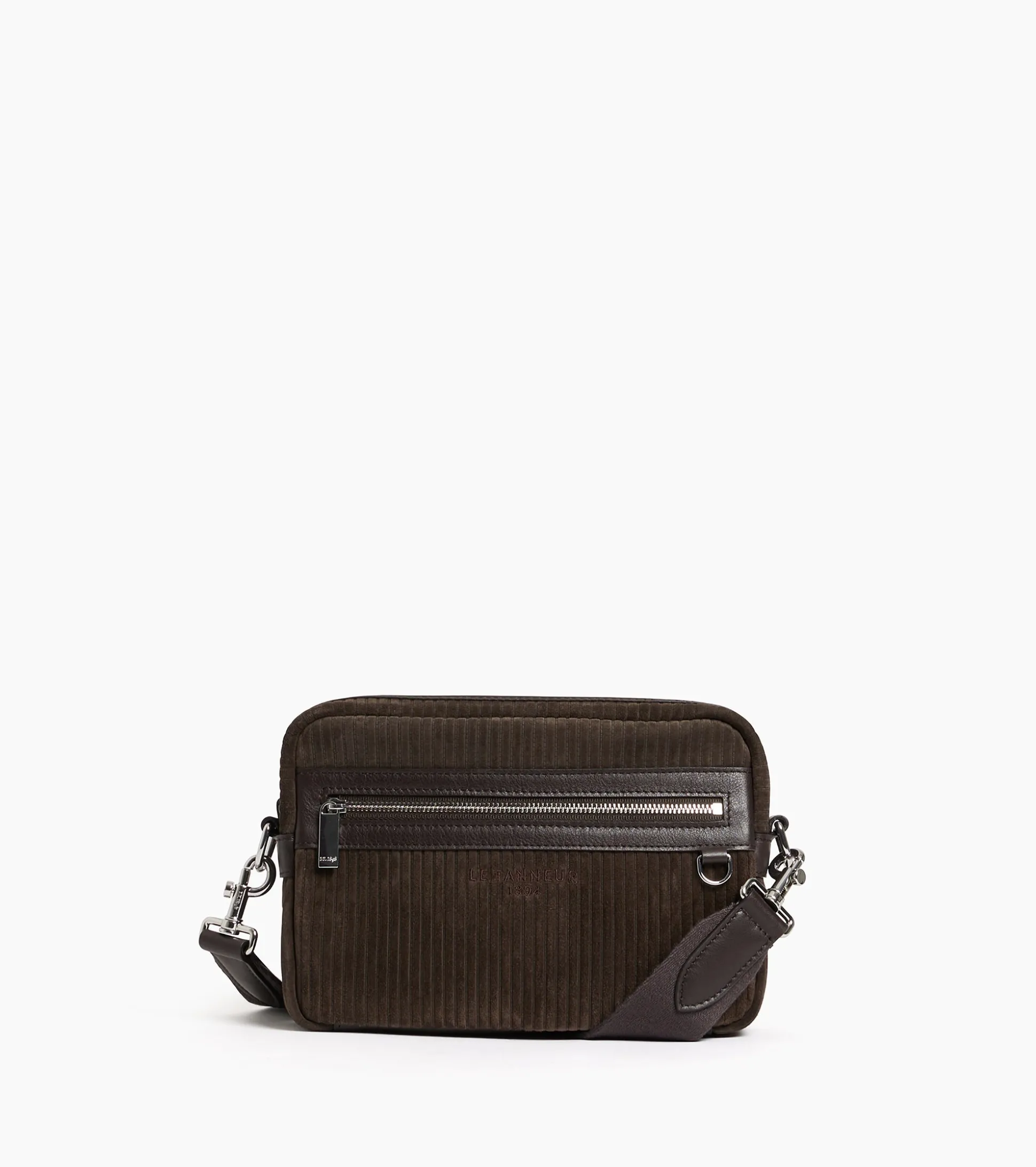 Petit sac bandoulière Emile en cuir côtelé et lisse - CAFE 1