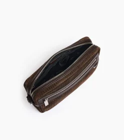 Petit sac bandoulière Emile en cuir côtelé et lisse - CAFE 1