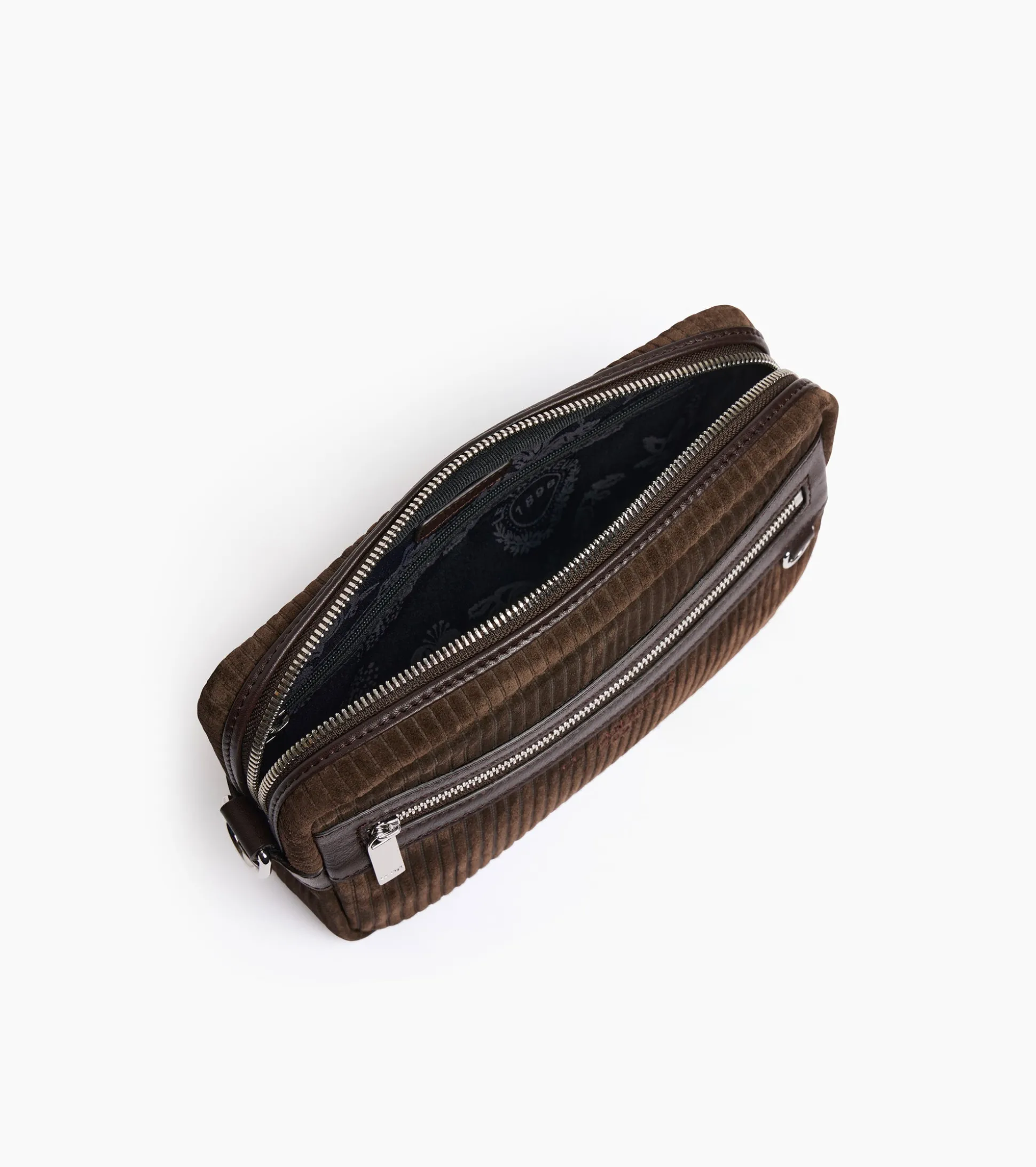 Petit sac bandoulière Emile en cuir côtelé et lisse - CAFE 1