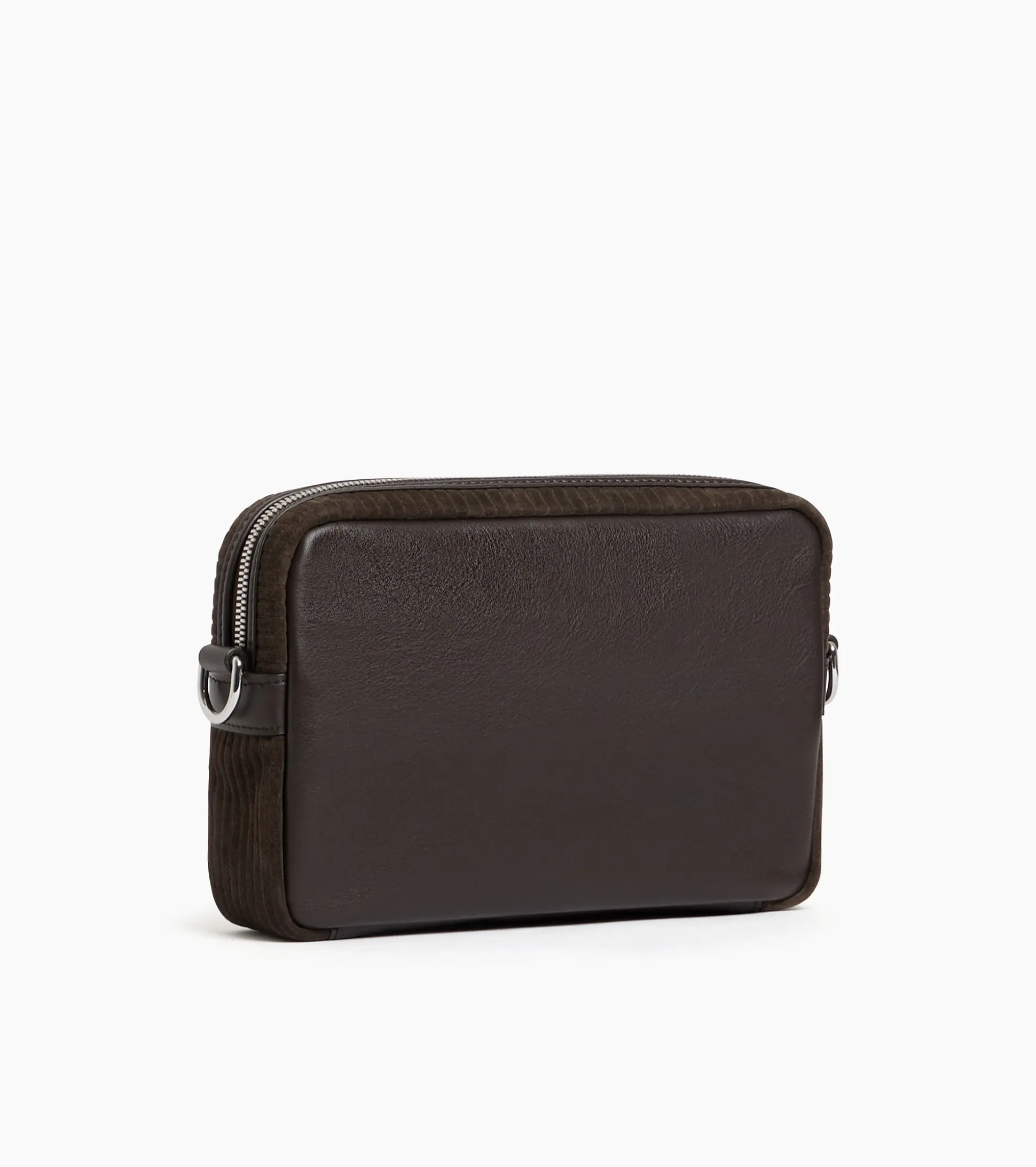 Petit sac bandoulière Emile en cuir côtelé et lisse - CAFE 1