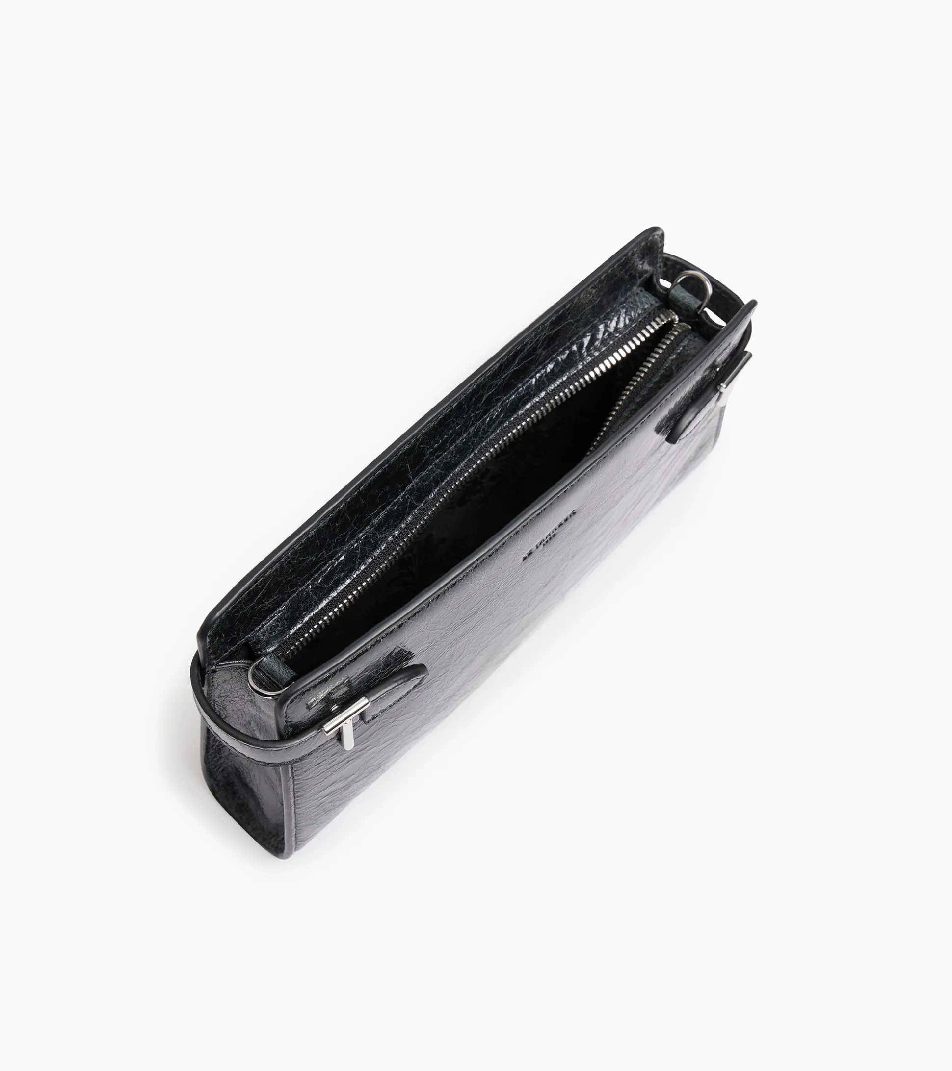 Petit sac bandoulière Emilie en cuir froissé - NOIR 1