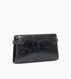 Petit sac bandoulière Emilie en cuir froissé - NOIR 1