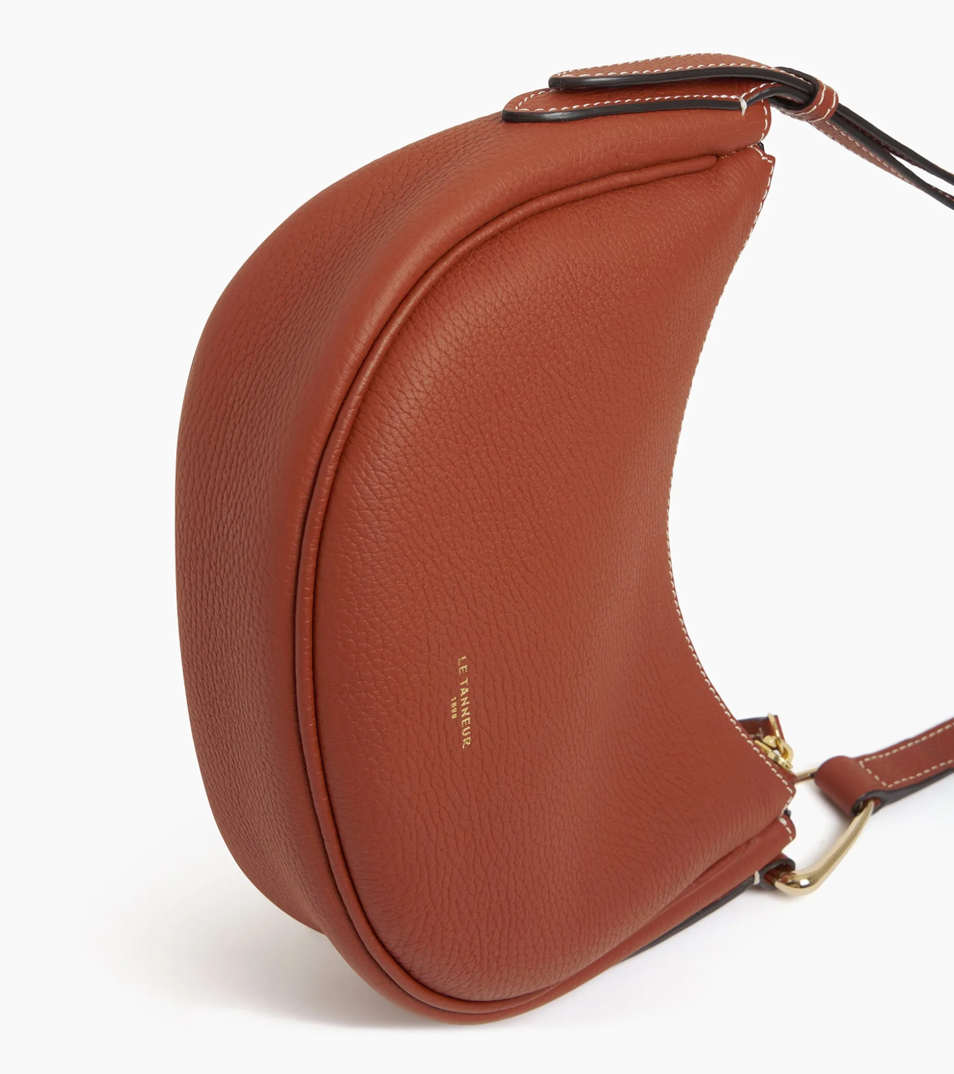 Petit sac bandoulière Madeleine en cuir grainé - Mahogany Brown