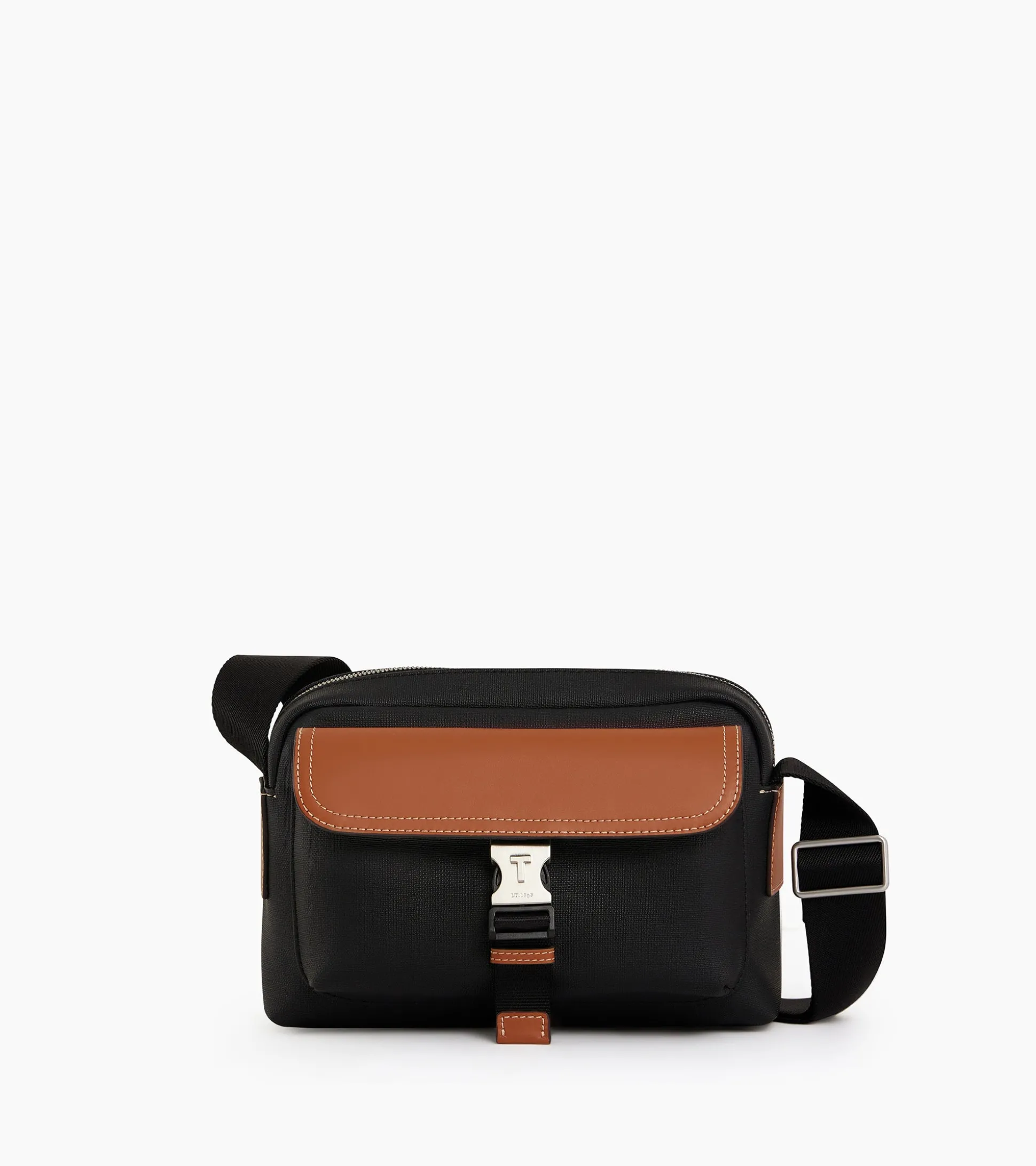 Petit sac bandoulière Maurice en toile enduite - Black Brown
