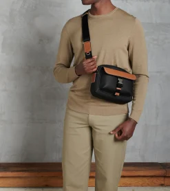 Petit sac bandoulière Maurice en toile enduite - Black Brown