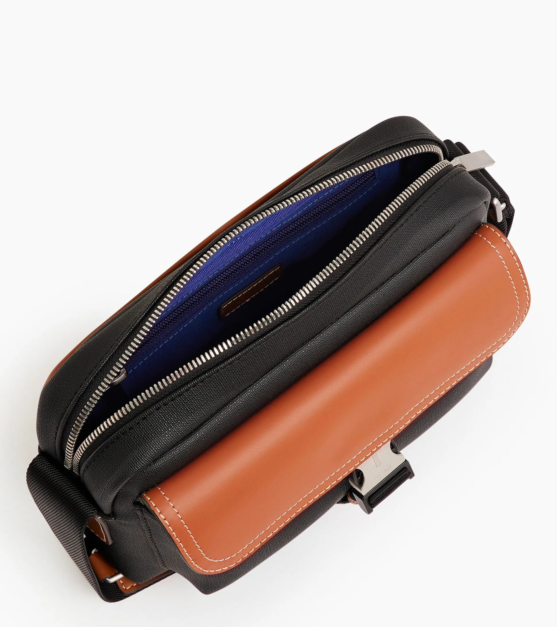 Petit sac bandoulière Maurice en toile enduite - Black Brown