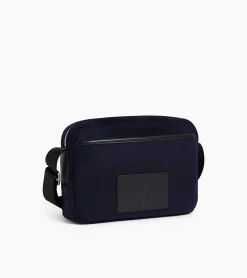 Petit sac bandoulière Maurice en feutre de laine et cuir lisse - CREPUSCULE-NOIR
