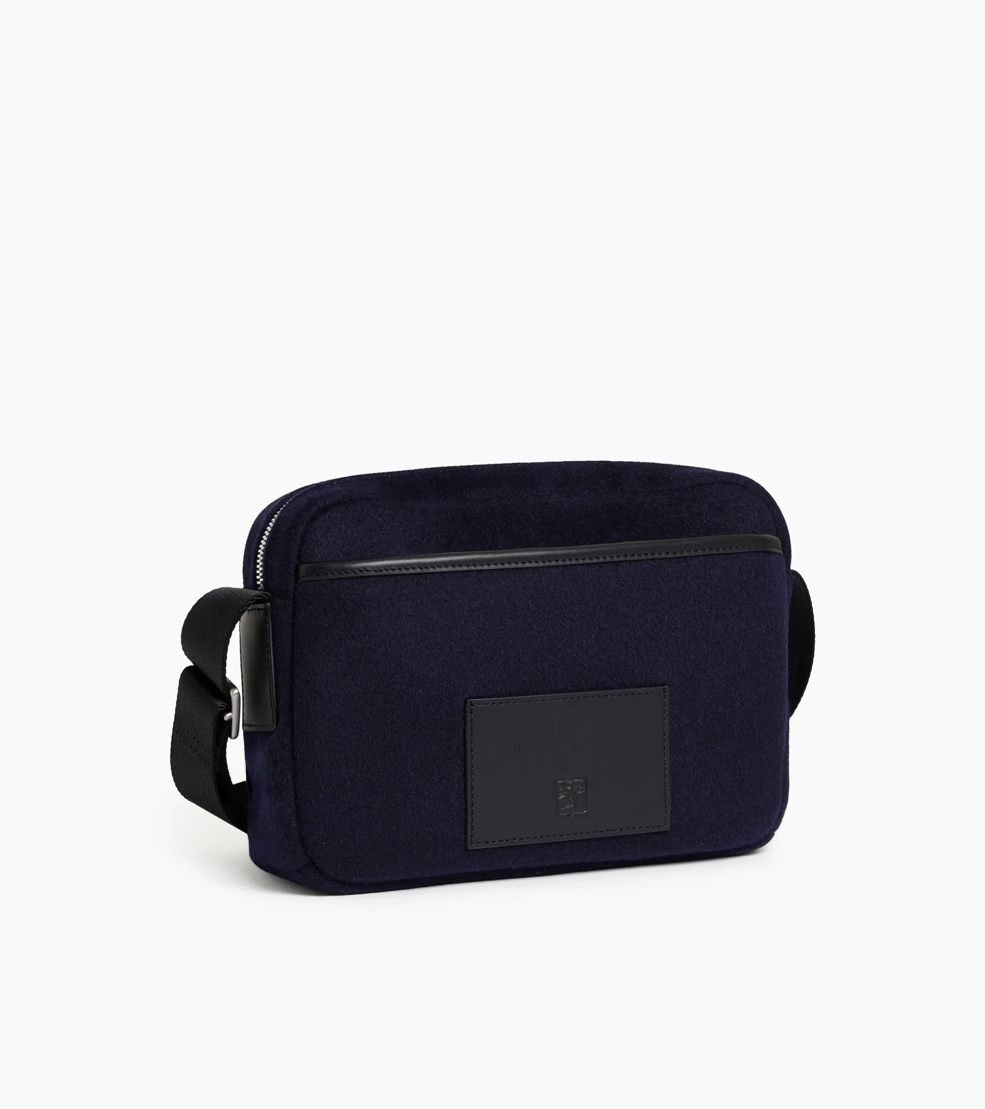 Petit sac bandoulière Maurice en feutre de laine et cuir lisse - CREPUSCULE-NOIR