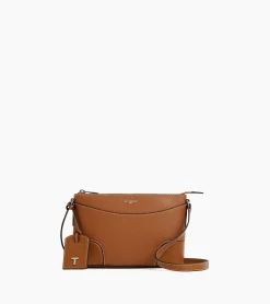 Petit sac bandoulière Romy en cuir grainé et lisse - Brown Tan
