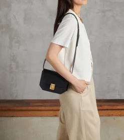 Petit sac bandoulière Rose en cuir lisse - Black