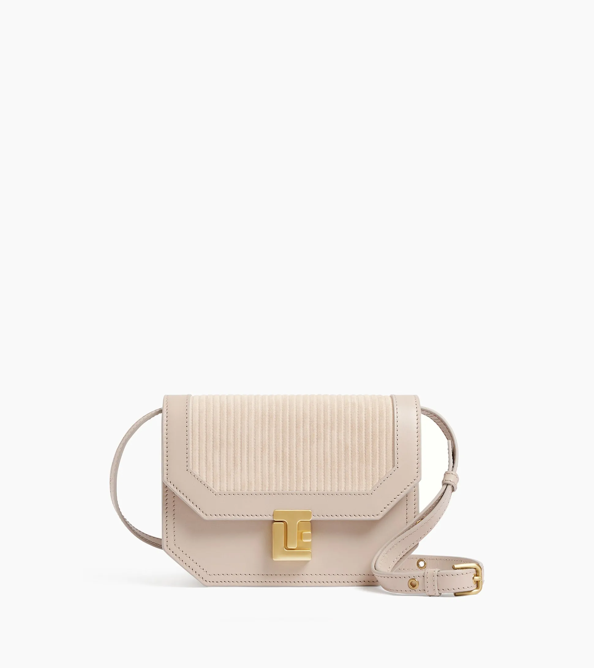 Petit sac bandoulière Rose en cuir côtelé et cuir lisse - GREGE 1