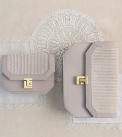 Petit sac bandoulière Rose en cuir côtelé et cuir lisse - GREGE 1