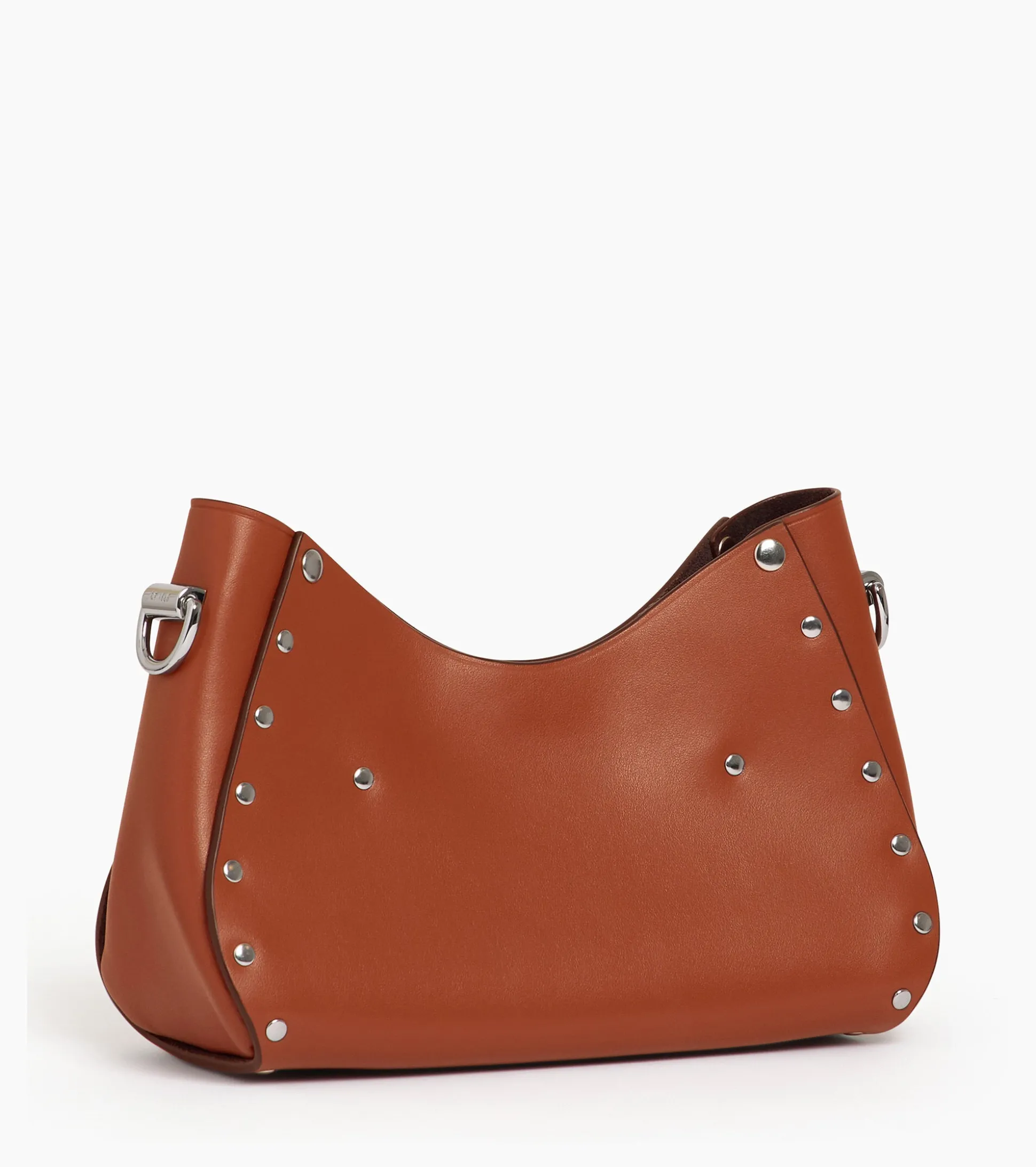 Petit sac bandoulière Sans Couture en cuir lisse - Mahogany Brown