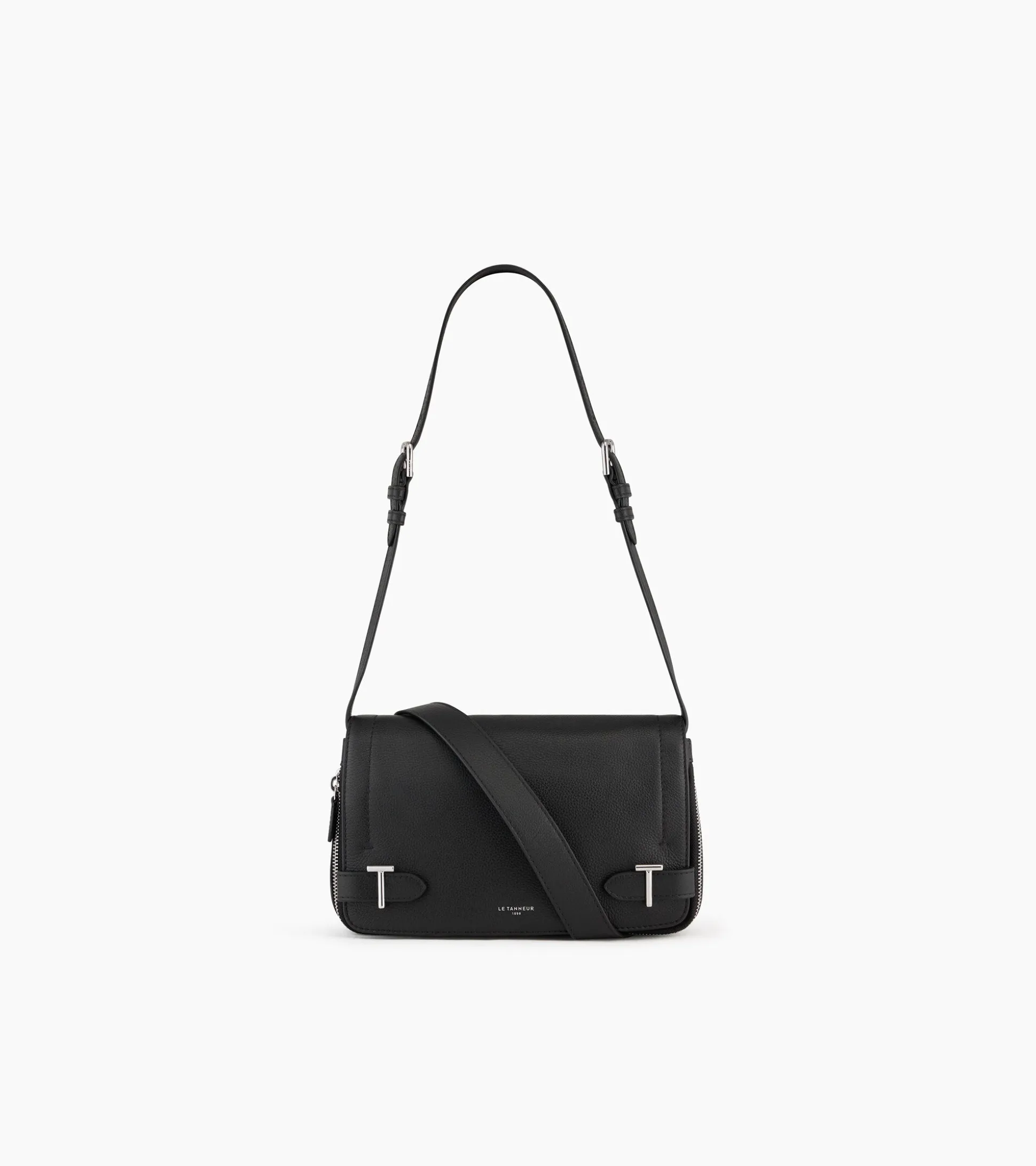 Petit sac bandoulière Simone en cuir grainé - Black