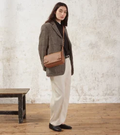Petit sac bandoulière Simone en cuir grainé - Brown Tan