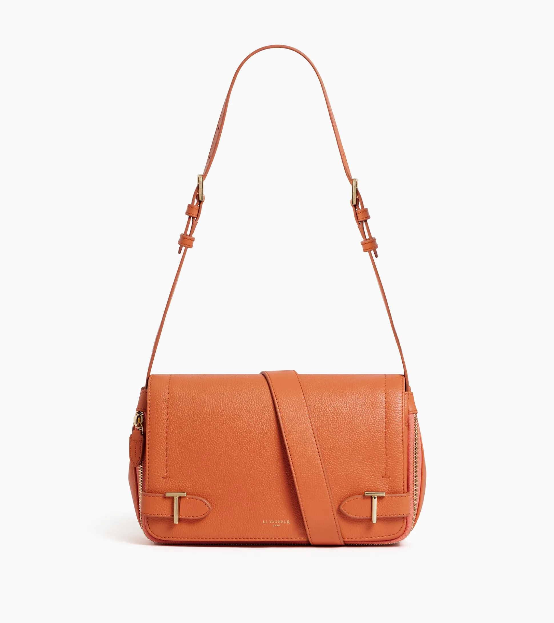 Petit sac bandoulière Simone en cuir grainé - ORANGE OCRE