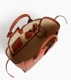 Petit sac cabas Elena en cuir grainé - ACAJOU 1