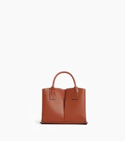 Petit sac cabas Elena en cuir grainé - ACAJOU 1