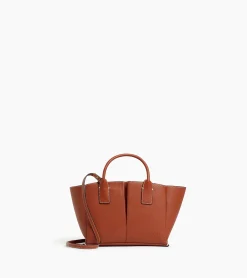 Petit sac cabas Elena en cuir grainé - ACAJOU 1