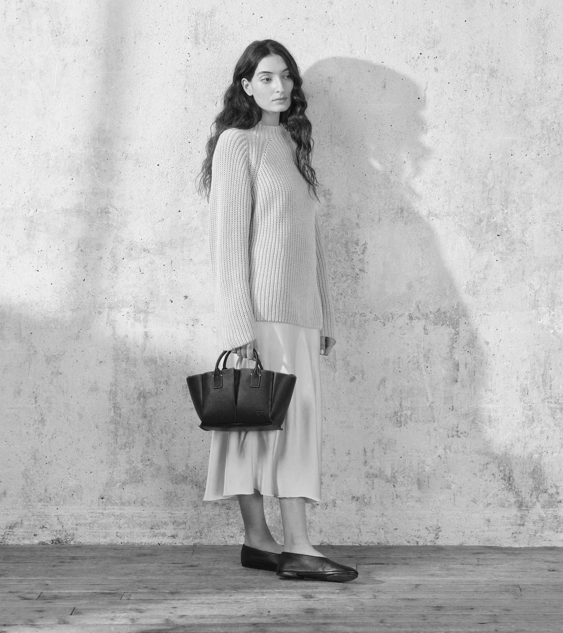 Petit sac cabas Elena en cuir grainé - ACAJOU 1