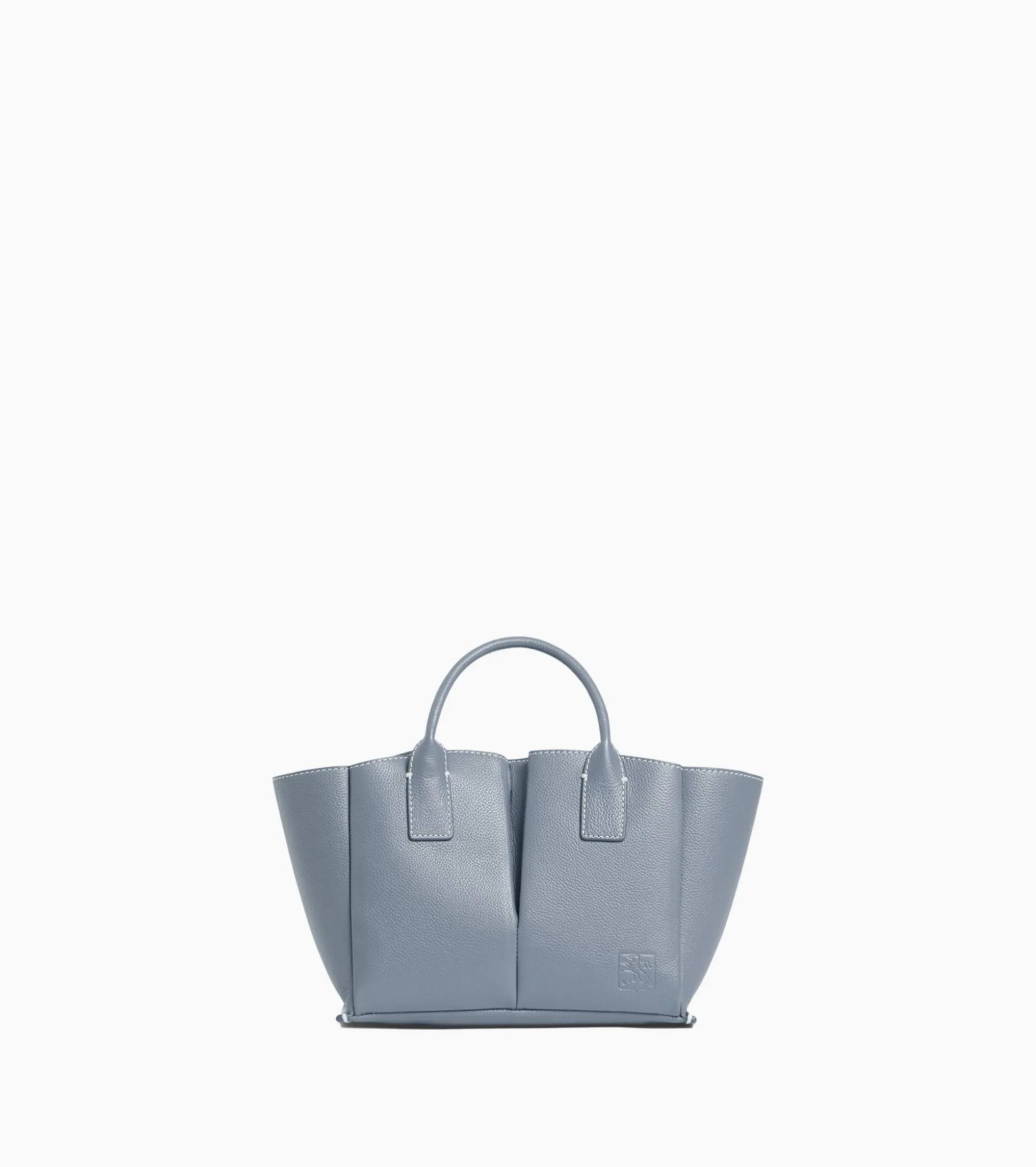 Petit sac cabas Elena en cuir grainé - BLEU ARGILE
